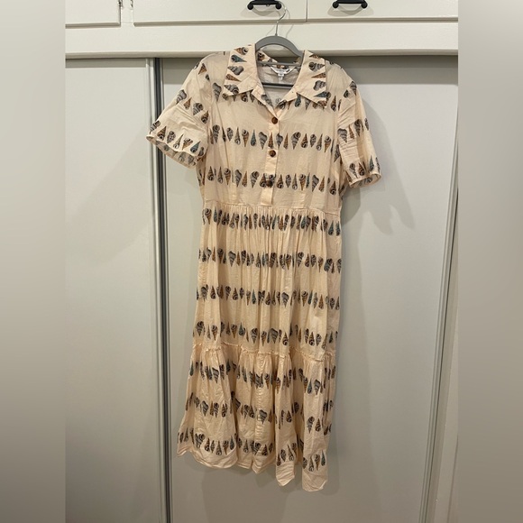 LK Bennett Bella Shell Print Cotton Shirt Dress, Size 12 - Picture 3 of 5